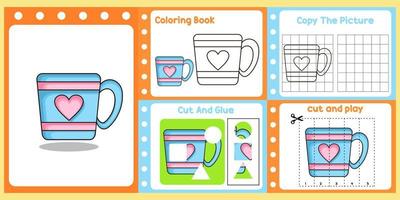 kalkylblad packa för barn med kopp vektor. barns studie bok vektor