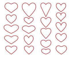 Vektor-Set von Herzen unterschiedlicher Form. valentinstag symbolsammlung vektor