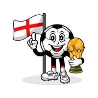 maskot tecknad serie fotboll England flagga med trofén vinnare vektor