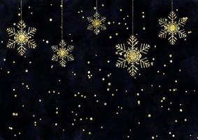 Weihnachtshintergrund mit glitzernden goldenen Schneeflocken vektor