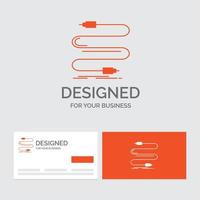 Business-Logo-Vorlage für Audio. Kabel. Kabel. Klang. Kabel. orange visitenkarten mit markenlogo-vorlage. vektor