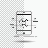 api. gränssnitt. mobil. telefon. smartphone linje ikon på transparent bakgrund. svart ikon vektor illustration