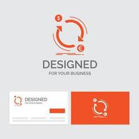 Business-Logo-Vorlage für den Austausch. Währung. Finanzen. Geld. Konvertieren. orange visitenkarten mit markenlogo-vorlage. vektor