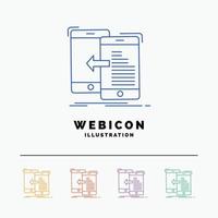 Daten. Transfer. Handy, Mobiltelefon. Management. Verschieben Sie die 5-farbige Linie Web-Icon-Vorlage, die auf Weiß isoliert ist. Vektor-Illustration vektor