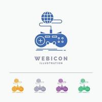 Spiel. Spielen. Internet. Mehrspieler. Online-5-Farben-Glyphen-Web-Icon-Vorlage isoliert auf Weiß. Vektor-Illustration vektor