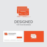 Business-Logo-Vorlage für das Bankwesen. Karte. Anerkennung. Lastschrift. Finanzen. orange visitenkarten mit markenlogo-vorlage. vektor