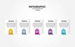 professionelle horizontale infografik mit 5 optionen mit symbol 5 optionen prozessen vektor