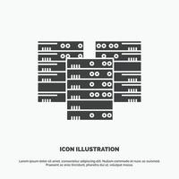 Centrum. Centrum. data. databas. server ikon. glyf vektor grå symbol för ui och ux. hemsida eller mobil Ansökan