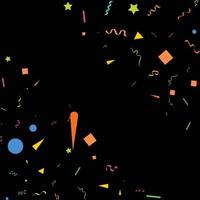 buntes Konfetti. vektor festliche illustration von fallendem glänzendem konfetti isoliert auf schwarzem schwarzem hintergrund. Urlaub dekoratives Lametta-Element für Design