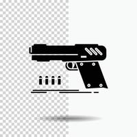 pistol. handeldvapen. pistol. skytt. vapen glyf ikon på transparent bakgrund. svart ikon vektor