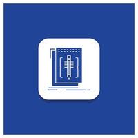 blauer runder Knopf für Code. bearbeiten. Editor. Sprache. Programm-Glyphen-Symbol vektor