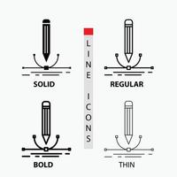 Illustration. Entwurf. Stift. Grafik. Zeichnen Sie das Symbol in dünn. regulär. fette Linie und Glyphenstil. Vektor-Illustration vektor