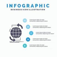 anslutning. global. internet. nätverk. webb infographics mall för hemsida och presentation. glyf grå ikon med blå infographic stil vektor illustration.