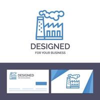 kreativ företag kort och logotyp mall fabrik förorening produktion rök vektor illustration