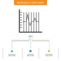 Fortschritt. Bericht. Statistiken. Geduldig. Wiederherstellungs-Business-Flussdiagramm-Design mit 3 Schritten. Glyphensymbol für Präsentationshintergrundvorlage Platz für Text. vektor