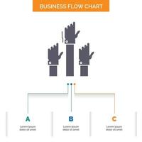 Aspiration. Geschäft. Verlangen. Angestellter. Absichtsdesign für Geschäftsflussdiagramme mit 3 Schritten. Glyphensymbol für Präsentationshintergrundvorlage Platz für Text. vektor