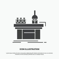 biologi. kemi. labb. laboratorium. produktion ikon. glyf vektor grå symbol för ui och ux. hemsida eller mobil Ansökan