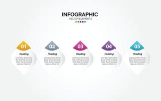 5 steg användbar banderoller för horisontell infographic vektor