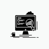 Analytik. Tafel. Präsentation. Laptop. Statistik-Glyphen-Symbol. vektor isolierte illustration