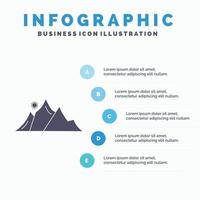 hügel. Landschaft. Natur. Berg. Sun-Infografik-Vorlage für Website und Präsentation. Glyph graues Symbol mit blauer Infografik-Stil-Vektorillustration. vektor