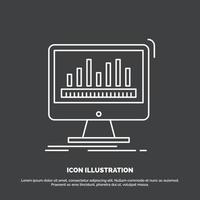 analyser. bearbetning. instrumentbräda. data. statistik ikon. linje vektor symbol för ui och ux. hemsida eller mobil Ansökan