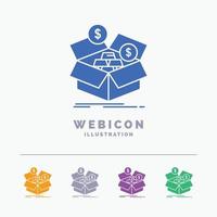 Ersparnisse. Kasten. Budget. Geld. Wachstum 5-farbige Glyphen-Web-Icon-Vorlage isoliert auf Weiß. Vektor-Illustration vektor