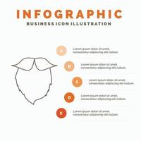 mustasch. hipster. flyttar. uthärdade. män infographics mall för hemsida och presentation. linje grå ikon med orange infographic stil vektor illustration