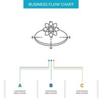 Geschäft. Konzept. Idee. Innovation. leichtes Business-Flussdiagramm-Design mit 3 Schritten. Liniensymbol für Präsentation Hintergrundvorlage Platz für Text vektor