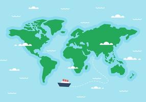 Gratis World Map Ship Vector