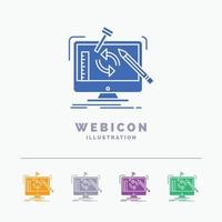 Ingenieurwesen. Projekt. Werkzeug. Werkstatt. Verarbeitung von 5-Farben-Glyphen-Web-Icon-Vorlage isoliert auf Weiß. Vektor-Illustration vektor