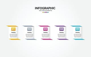 Timeline 5 Optionen horizontale Infografik für Präsentationen Workflow-Prozessdiagramm-Flussdiagrammbericht vektor