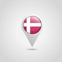 Danmark flagga Karta stift vektor
