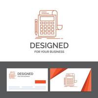 Business-Logo-Vorlage für die Buchhaltung. Prüfung. Banken. Berechnung. Taschenrechner. orange visitenkarten mit markenlogo-vorlage vektor