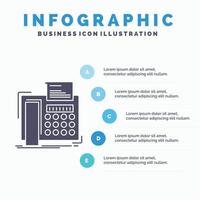 fax. meddelande. telefon. telefax. kommunikation infographics mall för hemsida och presentation. glyf grå ikon med blå infographic stil vektor illustration.