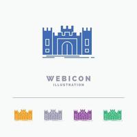 Schloss. Verteidigung. Fort. Festung. Wahrzeichen 5-Farben-Glyphen-Web-Icon-Vorlage isoliert auf Weiß. Vektor-Illustration vektor