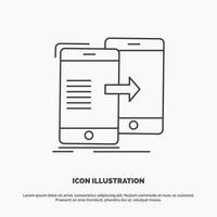 data. delning. synkronisera. synkronisering. synkronisering ikon. linje vektor grå symbol för ui och ux. hemsida eller mobil Ansökan