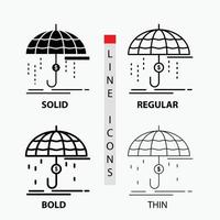 Finanzen. finanziell. Versicherung. Geld. Schutzsymbol in dünn. regulär. fette Linie und Glyphenstil. Vektor-Illustration vektor