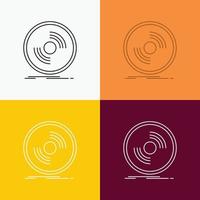 Rabatt. dj. Grammophon. Aufzeichnung. Vinyl-Symbol über verschiedenen Hintergrund. Linienstil-Design. entwickelt für Web und App. eps 10-Vektorillustration vektor