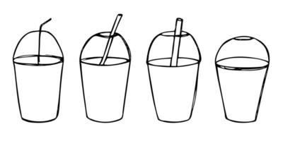 süße Tasse Wasser, Milchshake, Saft oder Limonade. Abbildung trinken. einfaches Cocktail-Clipart-Set vektor