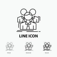 team. lagarbete. företag. möte. grupp ikon i tunn. regelbunden och djärv linje stil. vektor illustration