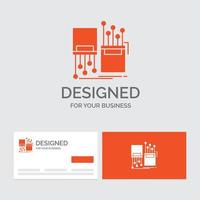 företag logotyp mall för digital. fiber. elektronisk. körfält. kabel. orange besöker kort med varumärke logotyp mall. vektor