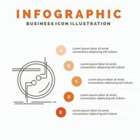 kedja. ansluta. förbindelse. länk. tråd infographics mall för hemsida och presentation. linje grå ikon med orange infographic stil vektor illustration