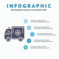 ambulans. lastbil. medicinsk. hjälp. skåpbil infographics mall för hemsida och presentation. glyf grå ikon med blå infographic stil vektor illustration.