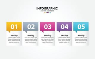 horisontell infographic design mall med 5 alternativ eller steg. vektor
