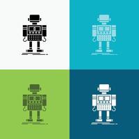 autonom. maskin. robot. robotisk. teknologi ikon över olika bakgrund. glyf stil design. designad för webb och app. eps 10 vektor illustration