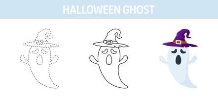 spöke med hatt spårande och färg kalkylblad för barn vektor