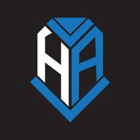ha-Buchstaben-Logo-Design auf schwarzem Hintergrund. vektor