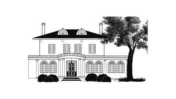 gammal historisk stor byggnad slott översikt illustration vectorart svart och vit vektor