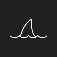 eps10 weiße Vektor Haifischflosse abstrakte Linie Kunstsymbol isoliert auf schwarzem Hintergrund. Haifischflossen-Umrisssymbol in einem einfachen, flachen, trendigen, modernen Stil für Ihr Website-Design, Logo und mobile Anwendung