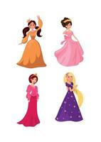 Reihe von Cartoon-Prinzessinnen vektor
